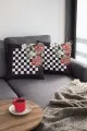 Çiçekli Kırlent Kırmızı Mackenzie Çift Taraflı Yastık Kırlent Kılıfı KRL119