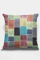 Patchwork Kırlent Modelleri Çok Renkli Patchwork Çift Taraflı Kırlent Kılıfı KRL288
