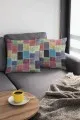 Patchwork Kırlent Modelleri Çok Renkli Patchwork Çift Taraflı Kırlent Kılıfı KRL288