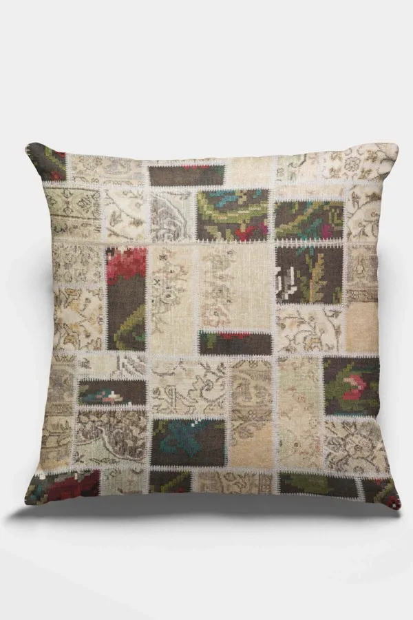 Patchwork Kırlent Modelleri Çok Renkli Patchwork Çift Taraflı Kırlent Kılıfı KRL289