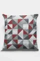 Geometrik Desenli Yastık Kılıfı Bordo Geometrik Çift Taraflı Yastık Kırlent Kılıfı KRL383