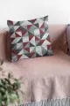 Geometrik Desenli Yastık Kılıfı Bordo Geometrik Çift Taraflı Yastık Kırlent Kılıfı KRL383