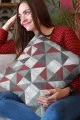 Geometrik Desenli Yastık Kılıfı Bordo Geometrik Çift Taraflı Yastık Kırlent Kılıfı KRL383