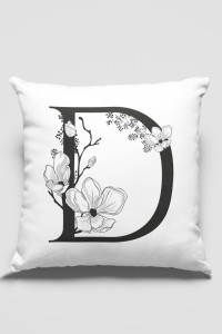 Çift Taraflı Beyaz D Harfli Yastık Kırlent Kılıfı KRL504 Çift Taraflı Beyaz D Harfli Yastık Kırlent Kılıfı KRL504