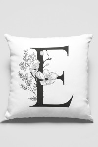 Çift Taraflı Beyaz E Harfli Yastık Kırlent Kılıfı KRL505 Çift Taraflı Beyaz E Harfli Yastık Kırlent Kılıfı KRL505