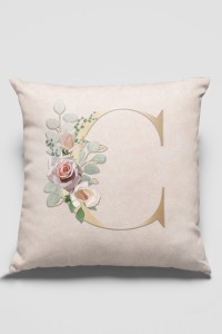 Çift Taraflı Bej C Harfli Yastık Kırlent Kılıfı KRL533 Çift Taraflı Bej C Harfli Yastık Kırlent Kılıfı KRL533