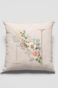 Çift Taraflı Bej N Harfli Yastık Kırlent Kılıfı KRL546 Çift Taraflı Bej N Harfli Yastık Kırlent Kılıfı KRL546