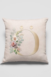 Çift Taraflı Bej Ö Harfli Yastık Kırlent Kılıfı KRL548 Çift Taraflı Bej Ö Harfli Yastık Kırlent Kılıfı KRL548