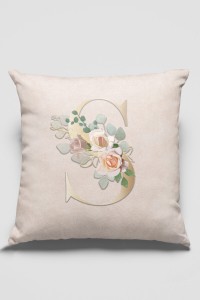 Çift Taraflı Bej S Harfli Yastık Kırlent Kılıfı KRL551 Çift Taraflı Bej S Harfli Yastık Kırlent Kılıfı KRL551