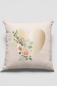 Çift Taraflı Bej Kalpli Harfli Yastık Kırlent Kılıfı KRL561 Çift Taraflı Bej Kalpli Harfli Yastık Kırlent Kılıfı KRL561