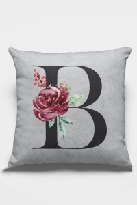 Çift Taraflı Gri B Harfli Yastık Kırlent Kılıfı KRL563 Çift Taraflı Gri B Harfli Yastık Kırlent Kılıfı KRL563