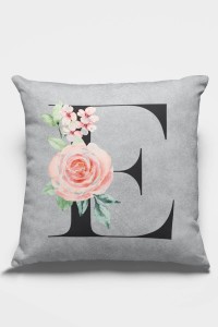 Çift Taraflı Gri E Harfli Yastık Kırlent Kılıfı KRL567 Çift Taraflı Gri E Harfli Yastık Kırlent Kılıfı KRL567
