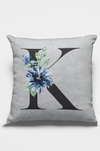 Çift Taraflı Gri K Harfli Yastık Kırlent Kılıfı KRL574 Çift Taraflı Gri K Harfli Yastık Kırlent Kılıfı KRL574