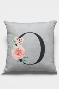 Çift Taraflı Gri O Harfli Yastık Kırlent Kılıfı KRL578 Çift Taraflı Gri O Harfli Yastık Kırlent Kılıfı KRL578