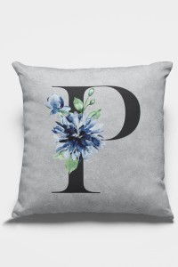 Çift Taraflı Gri P Harfli Yastık Kırlent Kılıfı KRL580 Çift Taraflı Gri P Harfli Yastık Kırlent Kılıfı KRL580