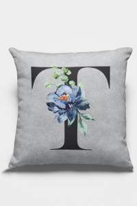 Çift Taraflı Gri T Harfli Yastık Kırlent Kılıfı KRL584 Çift Taraflı Gri T Harfli Yastık Kırlent Kılıfı KRL584