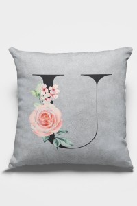 Çift Taraflı Gri U Harfli Yastık Kırlent Kılıfı KRL585 Çift Taraflı Gri U Harfli Yastık Kırlent Kılıfı KRL585