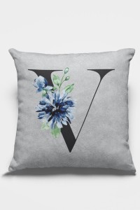 Çift Taraflı Gri V Harfli Yastık Kırlent Kılıfı KRL587 Çift Taraflı Gri V Harfli Yastık Kırlent Kılıfı KRL587