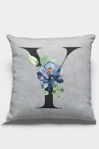 Çift Taraflı Gri Y Harfli Yastık Kırlent Kılıfı KRL588 Çift Taraflı Gri Y Harfli Yastık Kırlent Kılıfı KRL588