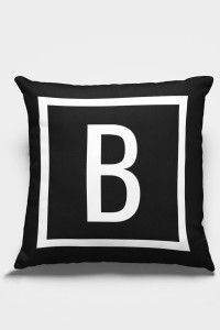 Çift Taraflı Siyah B Harfli Yastık Kırlent Kılıfı KRL594 Çift Taraflı Siyah B Harfli Yastık Kırlent Kılıfı KRL594