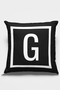 Çift Taraflı Siyah G Harfli Yastık Kırlent Kılıfı KRL600 Çift Taraflı Siyah G Harfli Yastık Kırlent Kılıfı KRL600