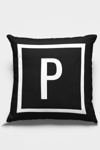 Çift Taraflı Siyah P Harfli Yastık Kırlent Kılıfı KRL611 Çift Taraflı Siyah P Harfli Yastık Kırlent Kılıfı KRL611