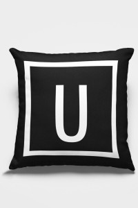 Çift Taraflı Siyah U Harfli Yastık Kırlent Kılıfı KRL616 Çift Taraflı Siyah U Harfli Yastık Kırlent Kılıfı KRL616