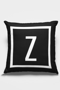 Çift Taraflı Siyah Z Harfli Yastık Kırlent Kılıfı KRL620 Çift Taraflı Siyah Z Harfli Yastık Kırlent Kılıfı KRL620