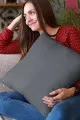 2 Li Koyu Gri Kırlent Kılıfı Modelleri Koyu Gri Düz 2'li Set Çift Taraflı Kırlent Kılıfı 2KRL011