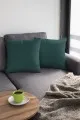 2 Li Zümrüt Yeşili Kırlent Kılıfı Modelleri Zümrüt Düz Sade 2'li Set Çift Taraflı Kırlent Kılıfı 2KRL018