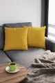 4 Lü Hardal Kırlent Modelleri Hardal Sade Düz 4'lü Set Çift Taraflı Kırlent Kılıfı 4KRL025