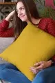 4 Lü Hardal Kırlent Modelleri Hardal Sade Düz 4'lü Set Çift Taraflı Kırlent Kılıfı 4KRL025