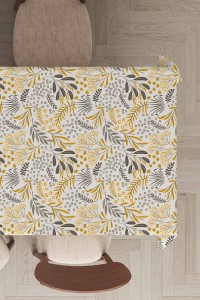Sarı Yapraklı Dokuma Leke Tutmaz Masa Örtüsü MSO052 Sarı Yapraklı Dokuma Leke Tutmaz Masa Örtüsü MSO052