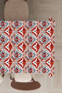 Kırmızı Etnik Desen Dokuma Leke Tutmaz Masa Örtüsü MSO055 Kırmızı Etnik Desen Dokuma Leke Tutmaz Masa Örtüsü MSO055