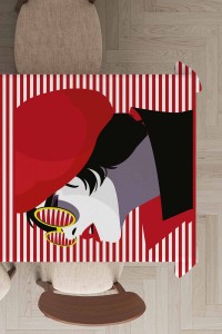 Kırmızı Yüzler Dokuma Leke Tutmaz Masa Örtüsü MSO066 Kırmızı Yüzler Dokuma Leke Tutmaz Masa Örtüsü MSO066