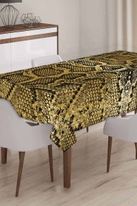 Gold Krokodil Timsah Dokuma Leke Tutmaz Masa Örtüsü MSO067 Gold Krokodil Timsah Dokuma Leke Tutmaz Masa Örtüsü MSO067