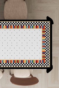 Beyaz Mutfak Temalı Dokuma Leke Tutmaz Masa Örtüsü MSO072 Beyaz Mutfak Temalı Dokuma Leke Tutmaz Masa Örtüsü MSO072