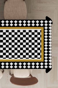 Siyah Çerçeveli Dokuma Leke Tutmaz Masa Örtüsü MSO073 Siyah Çerçeveli Dokuma Leke Tutmaz Masa Örtüsü MSO073