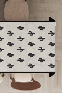 Füme Kaktüslü Dokuma Leke Tutmaz Masa Örtüsü MSO085 Füme Kaktüslü Dokuma Leke Tutmaz Masa Örtüsü MSO085