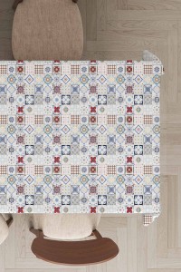 Mavi Çini Desenli Dokuma Leke Tutmaz Masa Örtüsü MSO093 Mavi Çini Desenli Dokuma Leke Tutmaz Masa Örtüsü MSO093