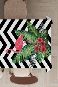 Siyah Flamingo Dokuma Leke Tutmaz Masa Örtüsü MSO099 Siyah Flamingo Dokuma Leke Tutmaz Masa Örtüsü MSO099