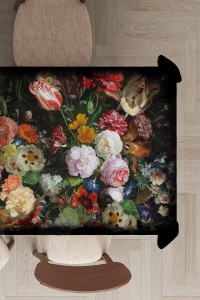 Siyah Çiçek Desenli Dokuma Leke Tutmaz Masa Örtüsü MSO103 Siyah Çiçek Desenli Dokuma Leke Tutmaz Masa Örtüsü MSO103