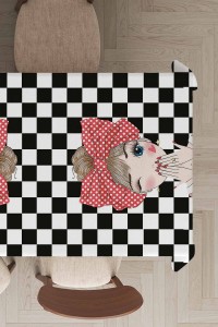 Siyah Pop Art Temalı Dokuma Leke Tutmaz Masa Örtüsü MSO111 Siyah Pop Art Temalı Dokuma Leke Tutmaz Masa Örtüsü MSO111