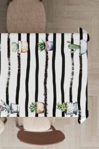 Siyah Kaktüslü Dokuma Leke Tutmaz Masa Örtüsü MSO118 Siyah Kaktüslü Dokuma Leke Tutmaz Masa Örtüsü MSO118