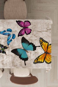 Bej Kelebek Desenli Dokuma Leke Tutmaz Masa Örtüsü MSO130 Bej Kelebek Desenli Dokuma Leke Tutmaz Masa Örtüsü MSO130