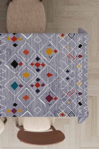 Gri Etnik Desenli Dokuma Leke Tutmaz Masa Örtüsü MSO132 Gri Etnik Desenli Dokuma Leke Tutmaz Masa Örtüsü MSO132