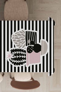 Siyah Kaktüs Desenli Dokuma Leke Tutmaz Masa Örtüsü MSO133 Siyah Kaktüs Desenli Dokuma Leke Tutmaz Masa Örtüsü MSO133