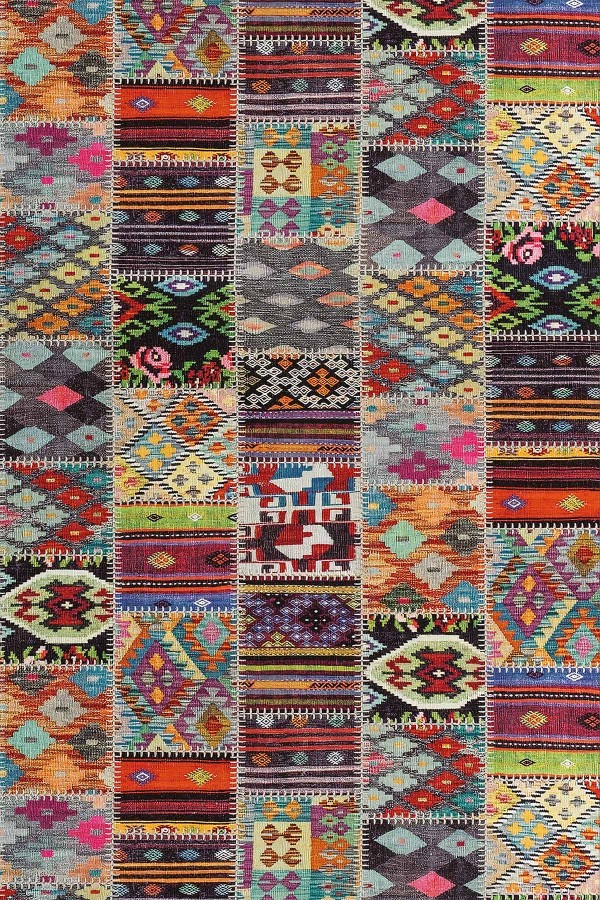 Çok Renkli Patchwork Dokuma Leke Tutmaz Masa Örtüsü MSO152