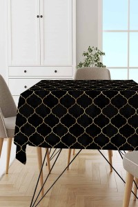 Siyah Fas Desen Dokuma Leke Tutmaz Masa Örtüsü MSO153 Siyah Fas Desen Dokuma Leke Tutmaz Masa Örtüsü MSO153