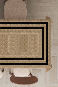 Bej Hasır Görünümlü Dokuma Leke Tutmaz Masa Örtüsü MSO187